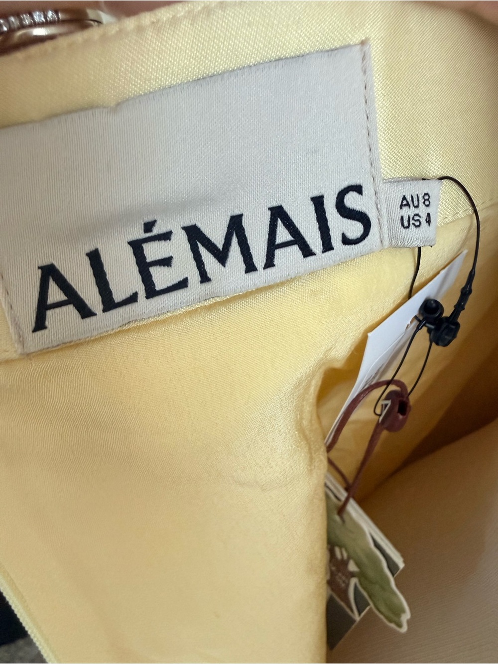 NWT Alemais Lolita Lemon Floral Mini Short Beaded Dress Yellow Women’s 4 FLAWS - Picture 6 of 16